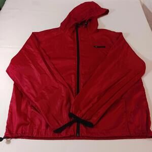 Tommy Hilfiger Men's Red Full Zip Rain Hoodie Jacket Size XL Measured Chest 56"